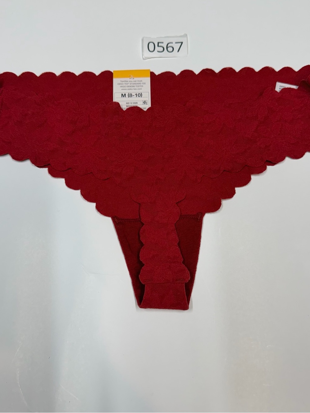 Auden Red Scalloped Lace Thong